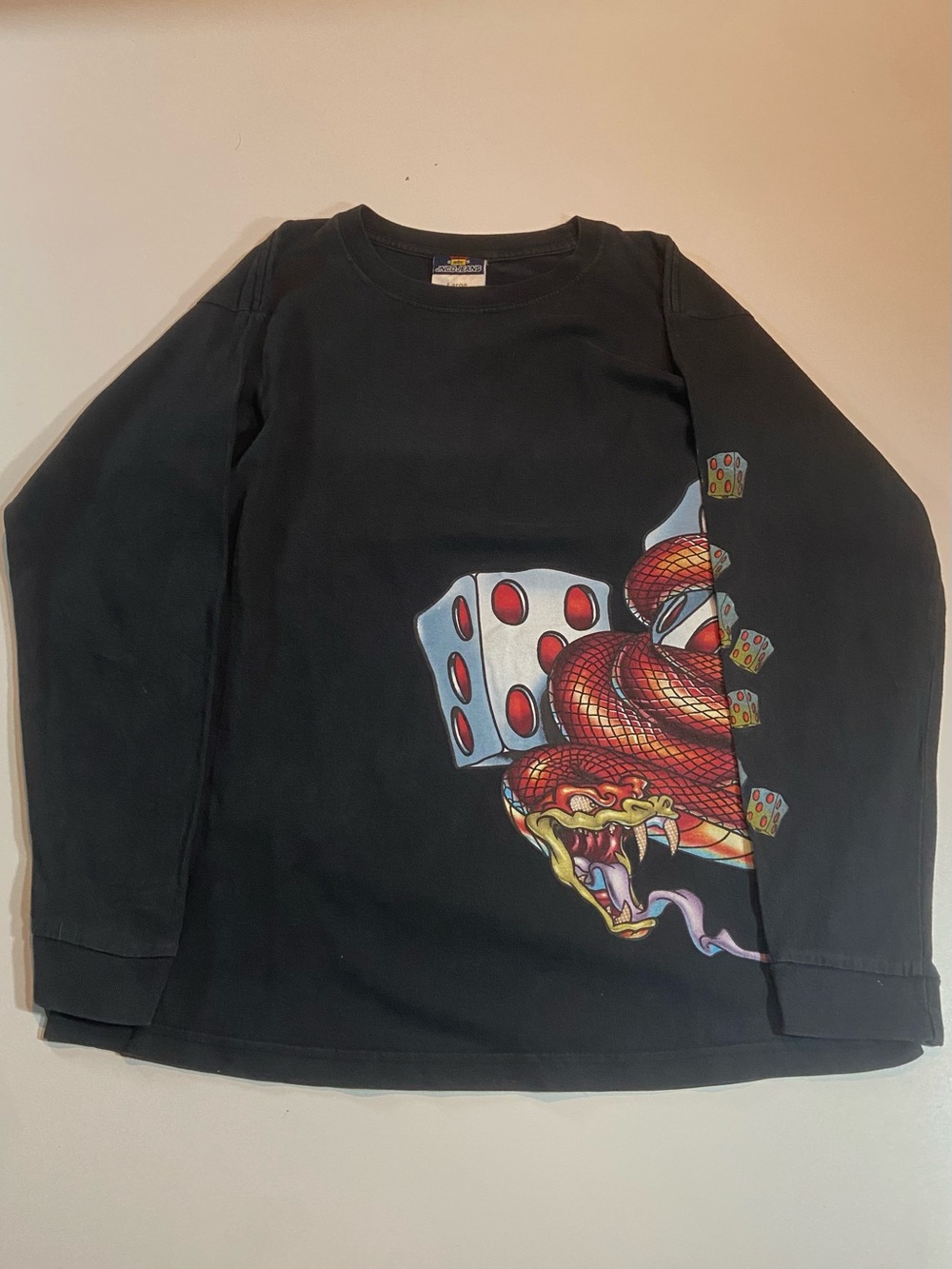 Vintage 90s Jnco Jeans Made in USA Snake and Dice Long Sleeve
